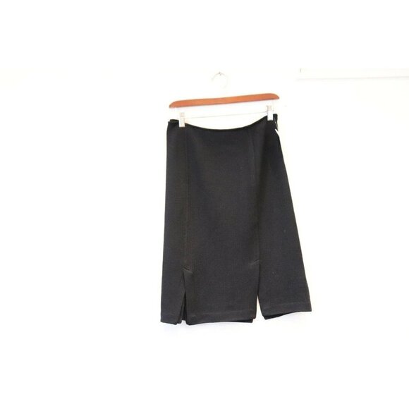St. John Collection Women's Size US8 Medium Black Pencil Skirt Front Slit Mini - Picture 2 of 7